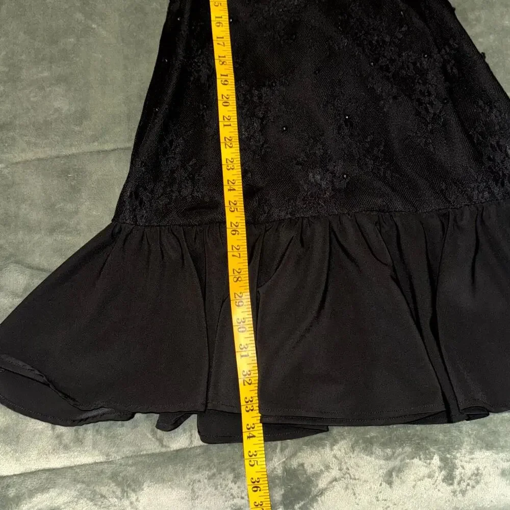 Pearl By Georgina Chapman of Marchesa Cocktail Dress Women's 4 Black Mesh Peplum